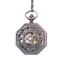 ▣✔◕  Octagonal fully automatic flip mechanical pocket watch nostalgic Roman engraved hollow classic vintage