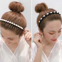 Bando mutiara anti selip untuk anak perempuan ikat kepala elegan elegan elegan bergigi simpel Cuci wajah berlian imitasi aksesori rambut harian untuk anak perempuan