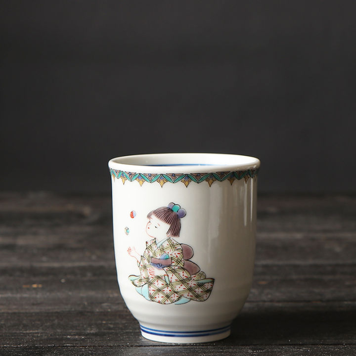 japanese-style-kutani-yaki-hand-made-golden-flower-mug-cat-coffee-cup-hand-made-ceramic-tea-cup-birthday-gift