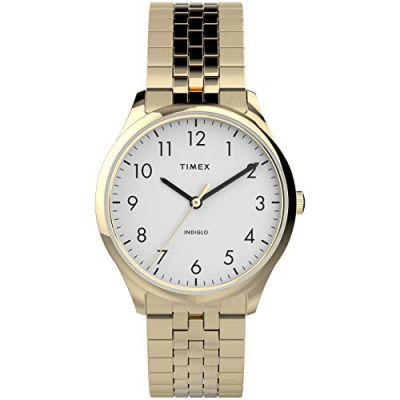 Timex Womens Modern Easy Reader 32mm Watch – Gold-Tone Case White Dial with Expansion Band