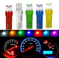 (Premium car)10ชิ้น T5 LED ไฟแดชบอร์ดแผงหน้าปัดรถยนต์74 73 286แผงหน้าปัดโคมไฟมาตรวัดความเร็วลิ่มหลอดไฟด้านข้างเลนส์เว้าสีเขียวสีขาวสีฟ้า