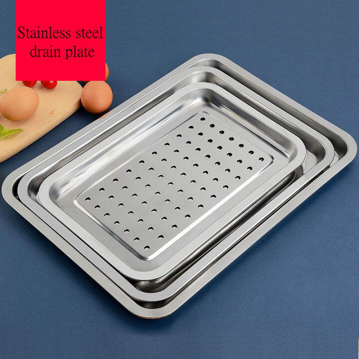 stainless-steel-rectangle-hollow-drain-tray-thickened-fruit-vegetables-storage-plate-oil-water-filter-pan-kitchen-accessories