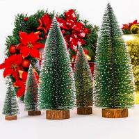 Miniature Christmas Tree Small Artificial Sisal Snow Landscape Architecture Trees For Christmas Crafts Tabletop Decor New Year