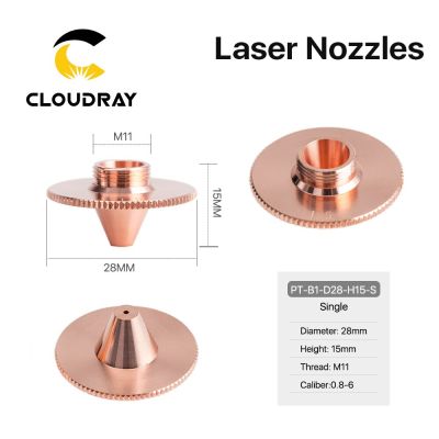 Cloudray Bulge Laser Nozzles Single Layer Chrome-Plating Double Layers Caliber 0.8-4.0 D28 H11 H15 M11 for Precitec Cutting Head