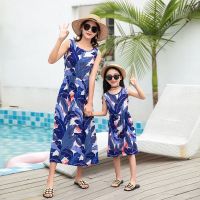 【LF】Ladys Dress Girls Floral Dress Women Sleeveless Vest Dress Kids Beach Dress 110-160cm S-XL for Spring Summer