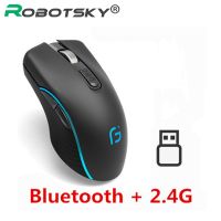 เมาส์คอมพิวเตอร์แบบชาร์จ Dual Mode Bluetooth 4.0 2.4Ghz Wireless Mause 2400DPI Optical Gaming Mouse Gamer Mice สำหรับ PC แล็ปท็อป