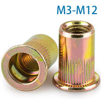 10-50Pcs M3 M4 M5 M6 M8 M10 M12 เหล็กคาร์บอนชุบสังกะสี Rivnut หัวแบนเกลียว Rivet ใส่ Nutsert Cap Rivet Nut-vn4958570