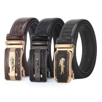 Mens Alloy Automatic Buckle Belt Leather Male Fashion Belts For Men Famous Brand Luxury Business Strap Waistband Belts