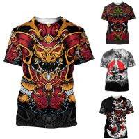 Harajuku Summer Fashion Short Sleeve T-shirt Unisex Top Beautiful Samurai Tattoos Fishing 3D Printing Mens T-Shirt Summer new T-shirt