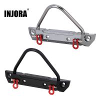 INJORA Front Bumper with LED Lights CNC Aluminum Upgrade Parts for RC Crawler Car Axial SCX10 SCX10 II 90046 TRX4