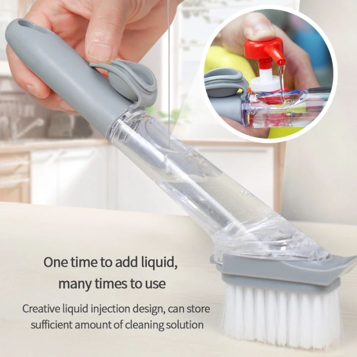 Plastic Long Handle Refillable Sponge Dishwashing Brush Automatic