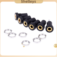 Shelleys 2ชิ้น3.5มมแจ็คเสียงซ็อกเก็ต3ขั้วแผงเหล็กเชื่อมสเตอริโอสีดำเมาท์กับถั่ว