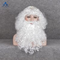 Santa Claus wig beard eyebrows a full set of COSplay on curly hair