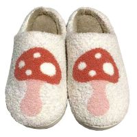 Warm Winter House Fur Slippers for Girl Women Cute Mushroom Pattern Fluffy Soft Plush Bedroom Home Ladies Cotton Female Shoes