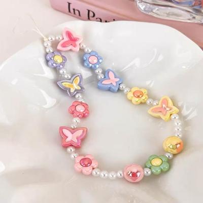 Sweet Mobile Phone Accessory Butterfly And Flower Phone Strap Fashion Cell Phone Charm Butterfly Cell Phone Strap Womens Telephone Decoration