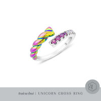 Maison de Jewels - Unicorn PVD Cross Ring แหวน  ดีไซน์ แหวนเงิน ยูนิคอร์น พลอยสีรุ้ง