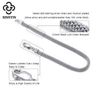 Rinntin Italian 925 Sterling Silver 3.0mm Mesh Popcorn Chain Bracelet for Women Jewelry Female Dating Trendy Accessories TSB65