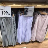 UNIQLO กระโปรงจีบกระโปรงแบบจีบแบบจีบสำหรับผู้หญิงเสื้อผ้าของผู้หญิงใหม่ฤดูใบไม้ผลิผลิต Y448502ในห้องลองเสื้อ