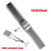 ⊕♂ สายนาฬิกาตาข่ายสำหรับ Seiko SKX007 SRP777 316L สายดำน้ำสแตนเลสคู่กดหัวเข็มขัดแข็ง 18/20/22 มม. สร้อยข้อมือหรูหรา