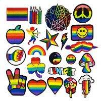 Rainbow Peace clover candy เหล็กบนแพทช์สำหรับเสื้อผ้าธงเกย์ Pride ปักสติกเกอร์บนเสื้อผ้า DIY Appliques Decor-EDCNM SHOP