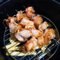 Air Fryer Rack สแตนเลส Double Layer Rack อเนกประสงค์รอบขาตั้งย่างบาร์บีคิว Grill ผู้ถือ Skewers Kitchen Tool