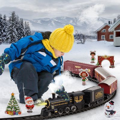 Train Toy Set Railway Track Steam Locomotive Engine Die-casting Model Toy Parent-child Interactive Gift Childrens Birthday Gift