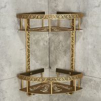 ✜▲ Bathroom Shelves 2 Layer Antique Metal Shower Corner Shelf Wall Mount Shampoo Storage Shelf Triangle Towel Shelf