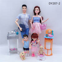 5-person family combination 11.5"30CM joint pregnant Barbies mother dolldaddysongirlchildren Christmas toy accessories