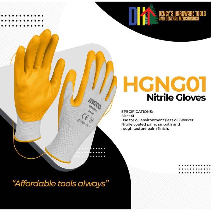 Ingco HGNG01 Nitrile Gloves •DENCY'S• Lazada PH