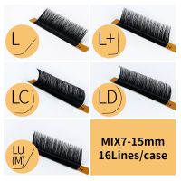 GLAMLASH L + /Lc/ld/lu (M)/N Curl 7 ~ 15Mm ผสม16แถว/ขนตาปลอมทำจากมิงค์แต่ละแถวขนตาปลอมนุ่ม