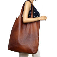 Brown Large Shopper Bag For Women Soft Leather Tote Bag Big Casual Vintage Female Shoulder Bag Mommy Tote Shopping Designer Bags