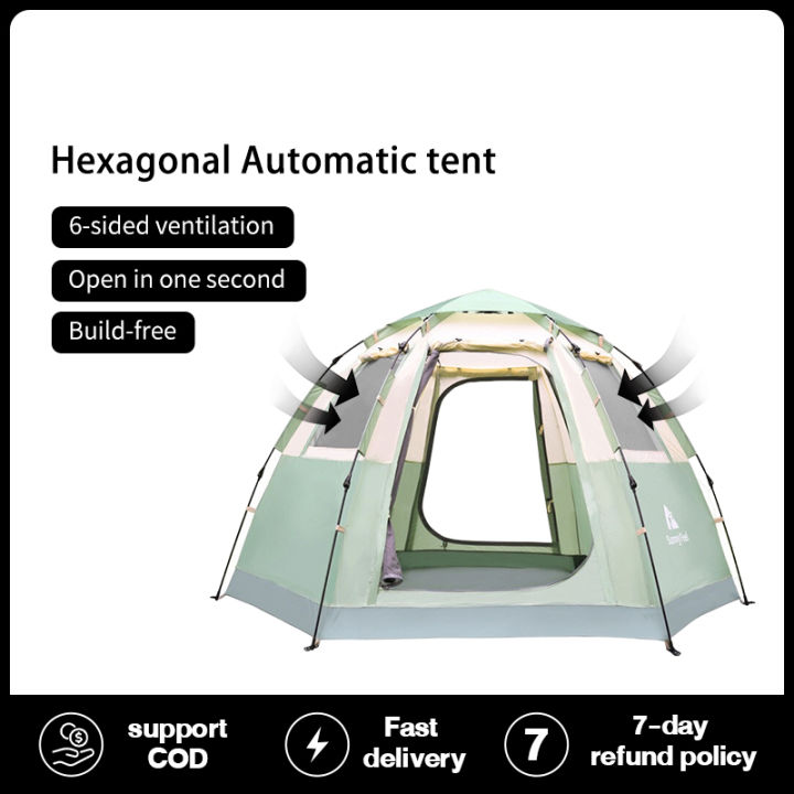 SunnyFeel Outdoor Camping Hexagonal Automatic Park Tent Camping