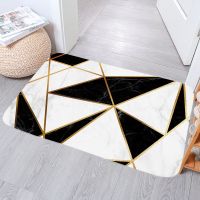 Simple Nordic Geometry Bedroom Anti-Slip Soft Coral Velvet Carpet Rug Gradient Kitchen Bath Entrance Door Mat Home Decor Doormat