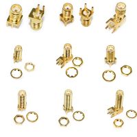 5Pcs SMA Male Female Jack Adapter Solder Edge PCB Straight Mount RF Copper Connector Plug Socket Electrical Connectors