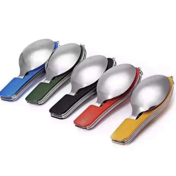 Stainless Camping Folding Knife, Spoon & Fork Set | Lazada PH