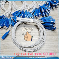 10pcslot 0.9mm Steel Tube Fiber Optic PLC Splitter 1x16 SCUPC Mini Blockless G657A1 0.9mm 1M 1*16 1*2 1*4 1*8 SC UPC Connector