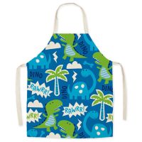 Cartoon Elephant Apron Childrens Parent-child Apron Dinosaur Household Sleeveless Cooking Baking Apron Cleaning Tool