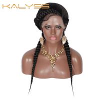 Kalyss 24” Swiss Lace Front Dutch Twins Braided Wigs Fully Hand-Braided with Baby Hair for Women No Split Ends Black Braided Wig Gift ของขวัญ