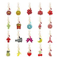 New style rhinestone flannel keychain creative fruit rainbow flower cone shape small gift accessories pendant pendant Key Chains