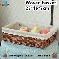 THLA3P Handmade Wicker Storage Basket Bread Basket Fruit Basket Serving Baskets for Home Kitchen Desk Candy Sundries Organizer