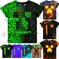 * ENX * เกม Minecraft เด็กๆเสื้อยืดพิมพ์ลายเด็กหญิงเด็กชายเสื้อพายของขวัญวันหยุดเสื้อกราฟิกเลื้อยมีสไตล์ Unisex