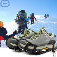 EVETNIGHT ฤดูหนาวในฤดูหนาว Crampons กันลื่น ที่คลุมรองเท้า กรงเล็บหิมะตก รองเท้าแหลม กริปเปอร์น้ำแข็ง24ฟัน