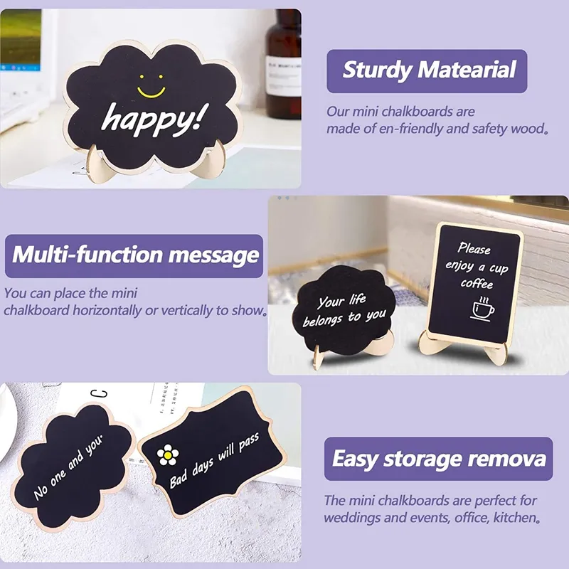 Reusable Mini Chalkboard Signs 30 Pcs in 3 Designs for Food Labels, Table  Numbers, and Place Cards Display, Small Blackboards for Weddings, Buffet