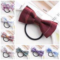 ﹉☃∋ 1 Pair Colorful Plaids Bowknot Highly Elastic Hair Ropes Fashion Handmade Bows Hairband Princess Headwear Clothing Decoration