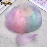 100Pcs 5-8cm Natural Small Floating Goose Feathers Macaron Colourful Plume for Wedding Jewelry Home DIY Crafts Decoration Plumes