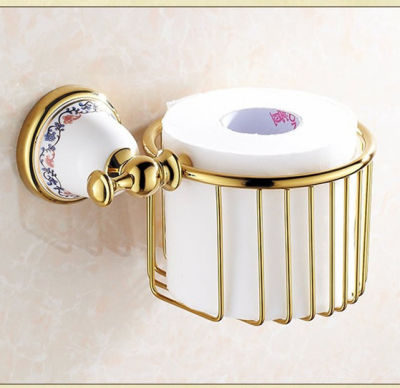 Creative Ceramic Design Bronze Gold Finish Toilet Paper HolderBronze Paper Towel Holder,Roll Holder&amp;Bathroom Storage Basket