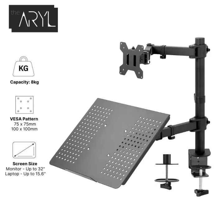 the Aryl™ Full Motion Monitor and Laptop Desk Mount Articulating Double