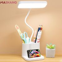 Super Bright Bedside Table Lamp with Pen Holder Usb Charging Touch Dimming Desk Lamp Bedroom Reading Night Light for Work Office