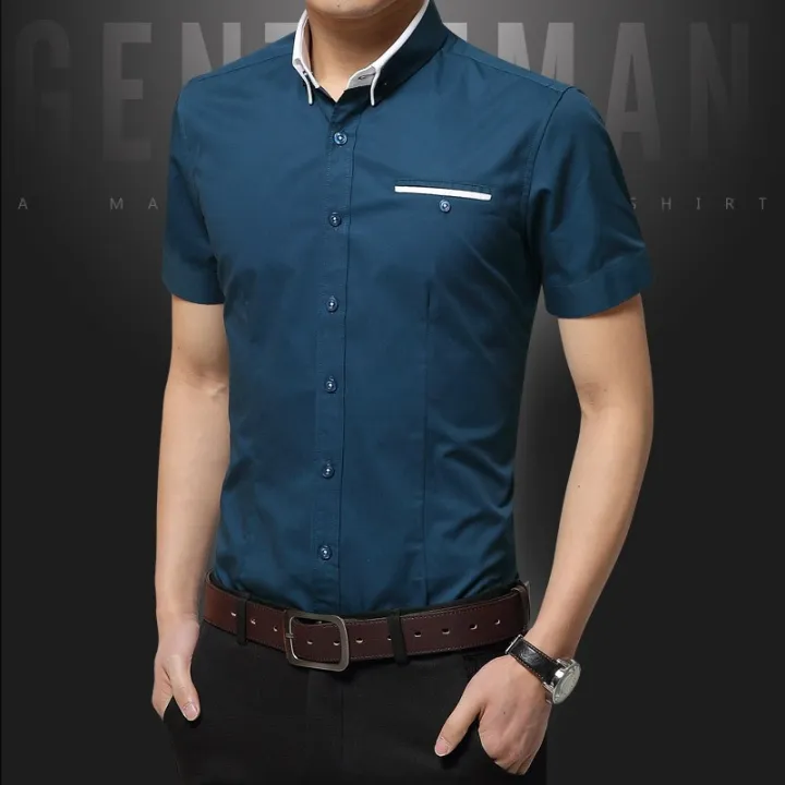 men-business-shirts-short-sleeve-formal-shirt-m-5xl-เสื้อเชิ้ตแขนสั้น-สีพื้น-สไตล์แฟชั่น-สำหรับผู้ชาย