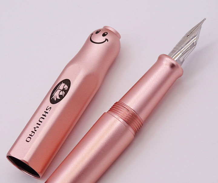 full-aluminum-alloy-metal-smile-face-fountain-pen-sy-cute-lovely-pink-fashion-writing-gift-pen-smooth-iridium-0-380-5mm